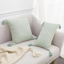 GobekUsa Linen Embroidery Leaves Cushion Cover 45x45cm Beige Green Aesthetic Throw Pillow
