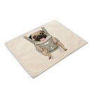 GobekUsa Cute Dog Linen Dining Mats Coasters 42*32cm Home Decor
