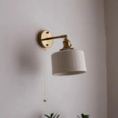 GobekUsa Copper LED Sconce Wall Lamp Pull Chain Switch Nordic Modern Ceramic Mirror Light