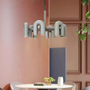 GobekUsa Art Deco Metal Chandelier in Black, Orange, and Gray - Adjustable Cord - Dining Room, Foyer, Bedroom Lighting