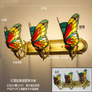 GobekUsa Butterfly Glass Sconces LED Wall Lamps Tiffany Mediterranean Bedroom Lighting