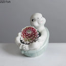 GobekUsa Cartoon Turtle Ceramic Vase for Table Decoration and Flowers Arrangement