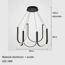 GobekUsa LED Chandelier: Black Gold Aluminium Hanging Light, Parlor Dining Room Bedroom Lamp