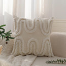 GobekUsa Geometric Waves Tufted Pillow Covers with Embroidered Tassels