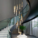 GobekUsa Gold Crystal Stairs Chandelier Luxe LED Pendant Light Luxury Indoor Lighting