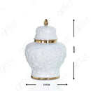 GobekUsa Embossed Flower Ceramic Ginger Jar Vase - Home Decor Storage Tank