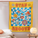 GobekUsa Groovy Mushroom Tapestry: Retro Psychedelic Hippie Wall Decor