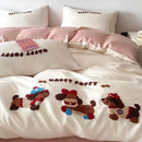 GobekUsa Cartoon Embroidered Cotton Bedding Set with Ice Silk Cooling Technology