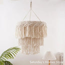 GobekUsa Boho Macrame Ceiling Pendant Light Cover for Home Bedroom Chandeliers