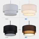 GobekUsa Double Linen Fabric Pendant Light Drum Lamp - Scandinavian Style Dining Room Bedroom Restaurant