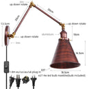 GobekUsa LED Long Arm Wall Lamp with Pull Chain Switch for Home Hotel Bathroom