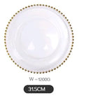 GobekUsa Gold Beads Glass Plate, Large Round Fruit Plate for Stylish Dining