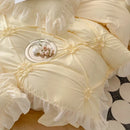 GobekUsa Lace Princess Bedding Set: Romantic Ruffles & Bow Duvet Cover, Sheet, Pillowcases