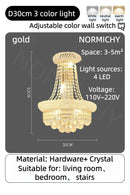 Modern Crystal Staircase Chandelier in Gold or Black