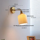 GobekUsa Copper Canopy LED Wall Sconce, White Ceramic Bedside Light for Bedroom, Modern Nordic Design