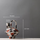 GobekUsa Geometric Graffiti Ceramic Vase with Handles for Home Decor and Floral Arrangements.