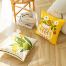 GobekUsa Elegant Yellow Vase Flower Cushion Cover - 45x45cm