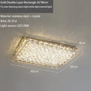 GobekUsa Crystal LED Ceiling Light | Color Changeable Square Silver | Rectangular Chrome Stainless Steel