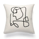 GobekUsa Lambswool Face Cushion Cover 45x45 Beige White Abstract Art Pillowcase