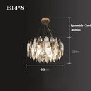 GobekUsa Gold Silver Crystal LED Dimmable Pendant Light for Living Room