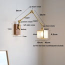 GobekUsa Cube Glass LED Wall Sconce Walnut Wood Rotatable Mirror Light