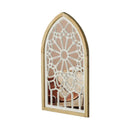 GobekUsa Gothic Rose Window Carved Mirror for Wall Decor in Living Room or Bedroom