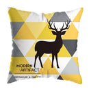 GobekUsa Geometric Deer Print Pillowcase 45x45cm - Yellow Home Decor