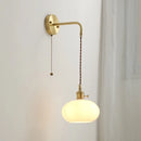 GobekUsa Glass Copper LED Wall Lights with Knob Switch, Modern Bedside Lamp