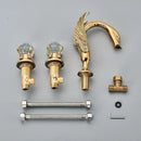 GobekUsa Gold Swan Basin Faucet - Dual Crystal Handle Bathroom Mixer Tap - Cold/Hot Water