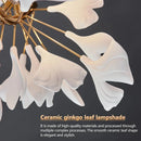 GobekUsa Leaf Branch Ceramic Chandelier | Modern Golden Lighting Fixture for Living Room
