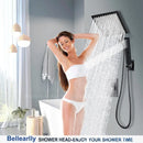 GobekUsa Black Full Shower System Set with Rain Pressure Spray Head and Faucet Panel