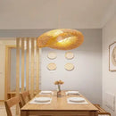 GobekUsa Bamboo Wave Pendant Lights - Handmade Rattan Shade for Indoor House Lighting