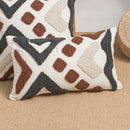 GobekUsa Geometric Embroidery Boho Loop Tufte Cotton Canvas Cushion Cover 45x45/30x50cm
