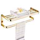 GobekUsa Gold Brass Bathroom Hardware Set: Paper Holder, Towel Bar, Soap Basket, Towel Rack