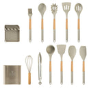 GobekUsa 10/13 PCS Silicone Kitchen Cookware Set - High Temperature Resistant Non-Stick with Wooden Handle