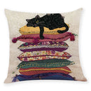 GobekUsa Creative Cat Linen Pillow Case 45x45cm - Sofa Cushion Cover