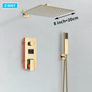 GobekUsa Gold Digital Display Shower Set with Rainfall Head - Waterfall Bath Shower System