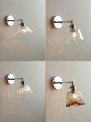 GobekUsa Clear Glass LED Wall Lamp Pull Chain Switch Modern Up Down Rotatable Stair Light Fixtures