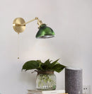 GobekUsa Green Glass LED Wall Sconce, Pull Chain Switch, for Bedside, Bathroom, Living Room
