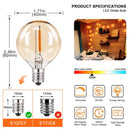 GobekUsa 25PCS G40 LED String Lights Bulb E12 Screw Warm White 2200K Amber Glass