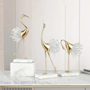 GobekUsa Crane Golden Bird Agate Marble Crystal Home Decor Craft Statue