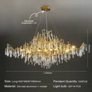 GobekUsa Golden Crystal Chandelier - Modern Luxury Long Light for Kitchen, Dining, Living, Bedroom