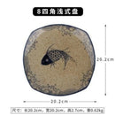 GobekUsa Japanese Fish Print Ceramic Tableware - Special-shaped Large Dinner Plate Set