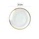 GobekUsa Hammer Grain Gold Glass Salad Bowl - Round Ceramic Fruit Bowl