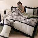 GobekUsa Ice Rayon Summer Bedding Set with Lace - Silky & Cozy Single/Double Bed Set