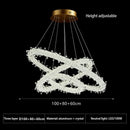 GobekUsa Crystal Flower LED Chandelier Round Ring Pendant for Dining Living Room Lighting