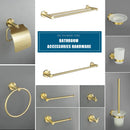 GobekUsa Brushed Gold Bath Hardware Set: Paper Holder, Towel Bar, Robe Hook - Wall Mount Bathroom Accessories