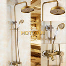 GobekUsa Antique Brass Rainfall Shower Faucet Set with Hand Shower