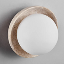 GobekUsa LED Wall Light: Nordic Modern Design with White Glass & Yellow Travertine Wood
