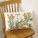 GobekUsa 3D Pink Flower Farmhouse Style Cushion Cover 45x45cm - Embroidered Sofa, Bed, Living Room